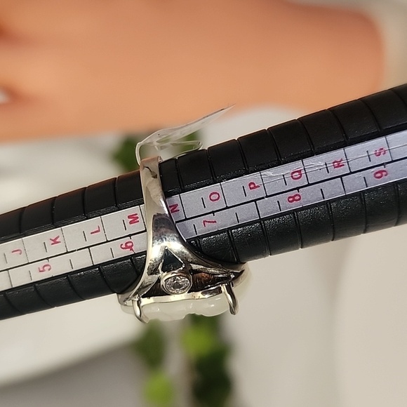 Boho Silver White Buddha Ring Size 7 - Picture 8 of 8